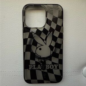 Velvet Caviar Playboy Black and Gray Checkered iPhone 13 Pro Case